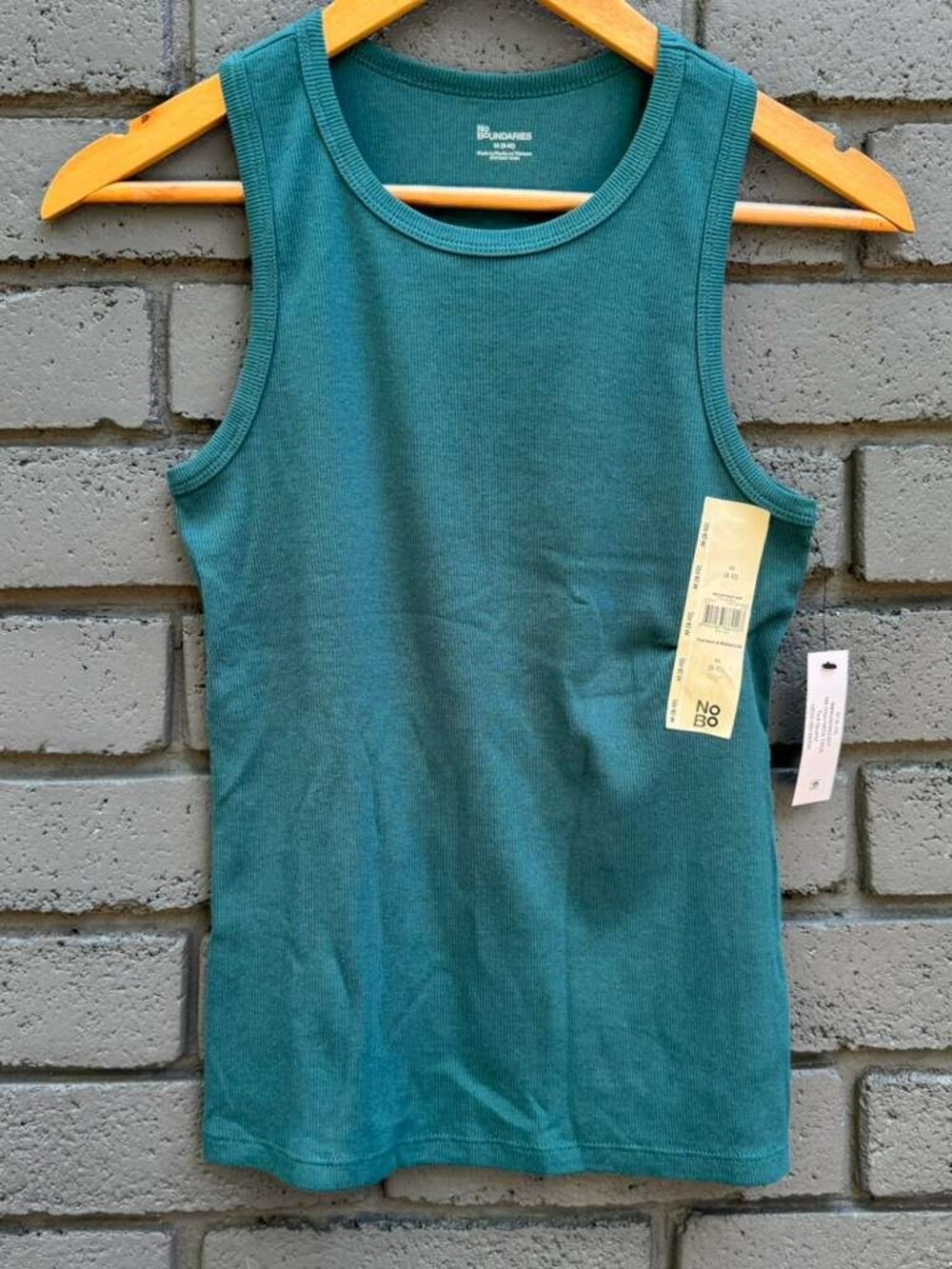 No Boundaries Ribbed Knit High Neck Tank Top, Women's S-XXL Green Teal Quartz
